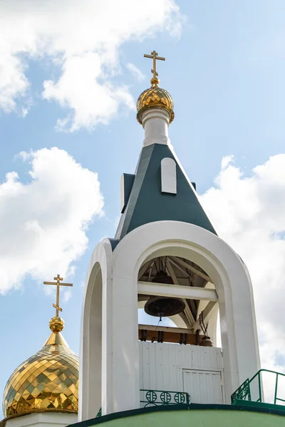 Golden Domes Orthodox Church Background Blue Sky — Stock Photo, Image