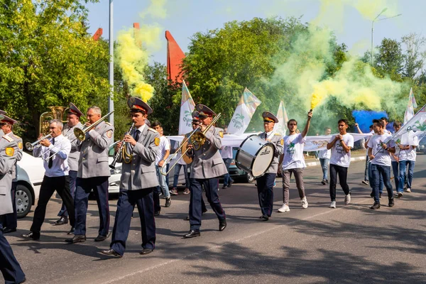 Петропавловська Казахстан Серпня 2019 Військовий Гурт Святі Вихідний Свято Кінної — стокове фото