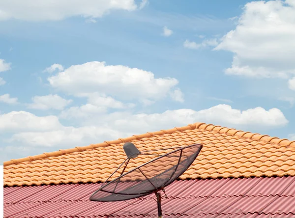 Antenn Taket Huset Himlen Molnen — Stockfoto