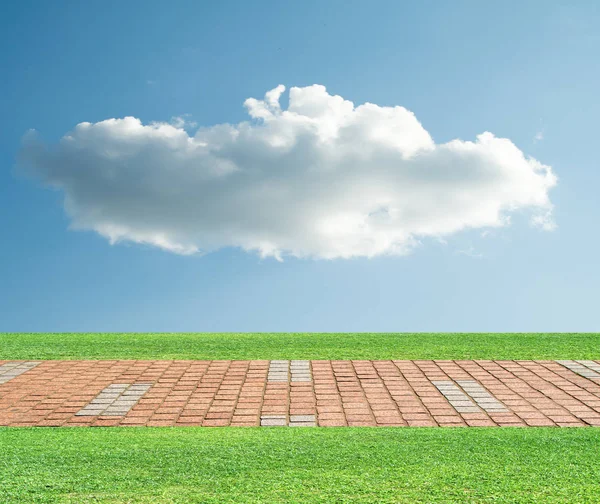 Hierba Adoquines Cielo Nubes —  Fotos de Stock