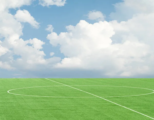 Green Football Field Sky Clouds — Stock Photo, Image