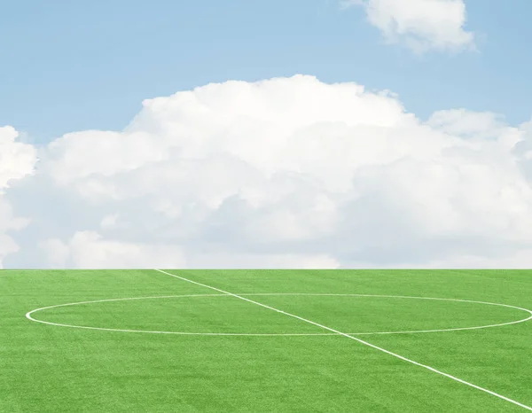 Green Football Field Sky Clouds — Stock Photo, Image