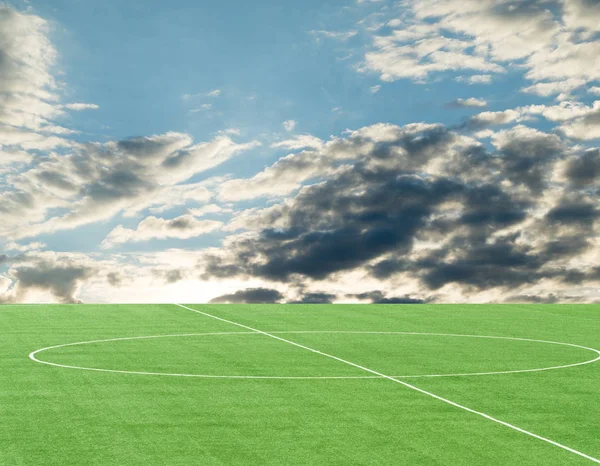 Green Football Field Sky Clouds — Stock Photo, Image