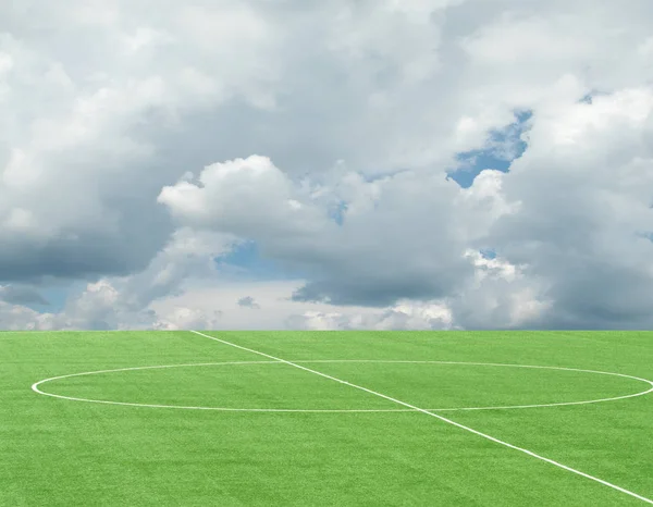 Green Football Field Sky Clouds — Stock Photo, Image