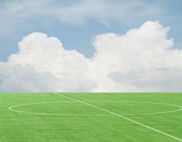 Green Football Field Sky Clouds — Stock Photo, Image