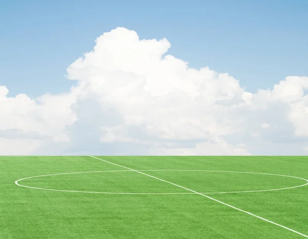 Green Football Field Sky Clouds — Stock Photo, Image