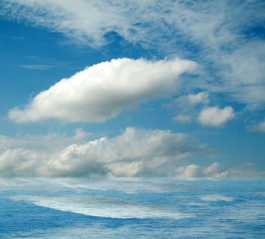 Suya yansıyan deniz bulutlar