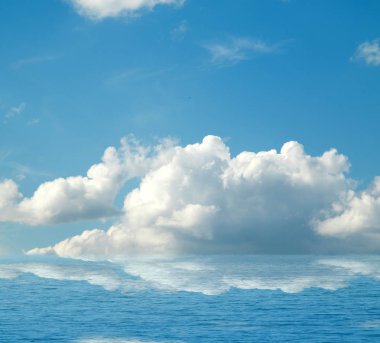 Suya yansıyan deniz bulutlar