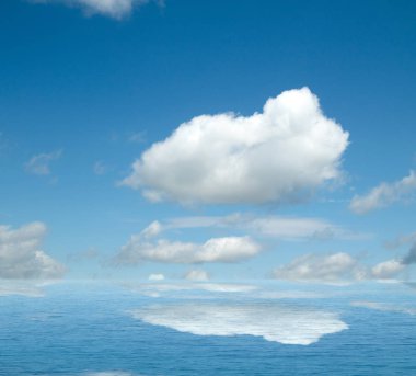 Suya yansıyan deniz bulutlar