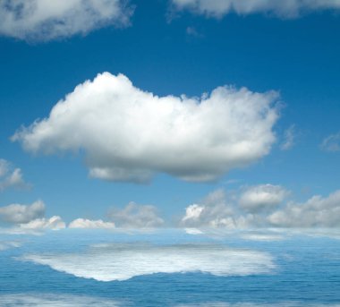 Suya yansıyan deniz bulutlar