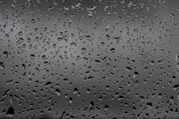 Krople Deszczu Szkle Ponury Pogoda Szare Tło Deszcz Szary Chmury — Zdjęcie stockowe