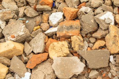 Arka plan enkaz, tuğla beton sıva ezilmiş taş.