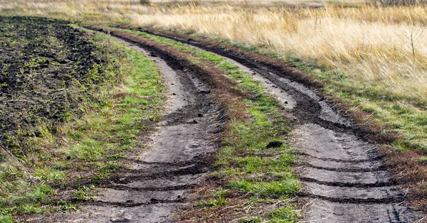 Mud Blurred Road Autumn Field — Stock Photo, Image