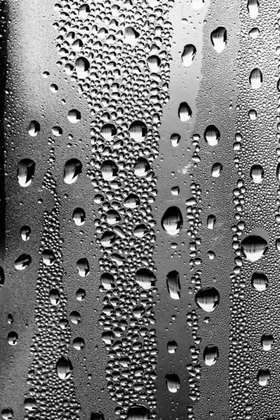 Gotas Lluvia Vidrio Fondo Blanco Negro Textura Vidrio Moda —  Fotos de Stock