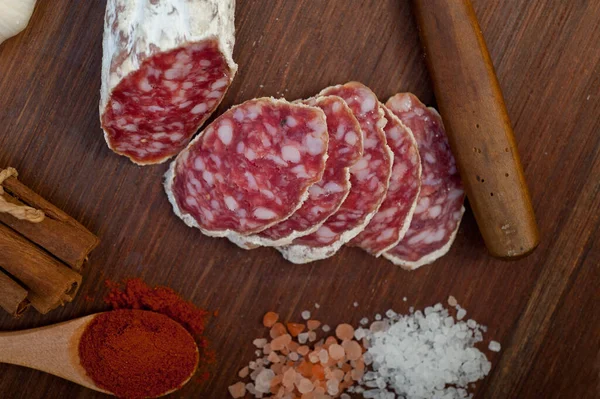 Italian Salame Cured Sausage — Stock Photo, Image