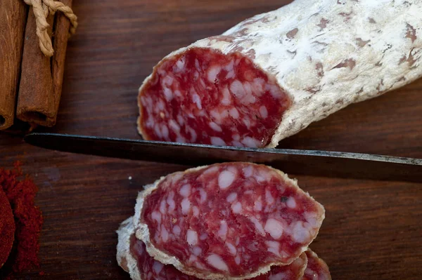 Italian Salame Cured Sausage — Stock Photo, Image