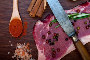 Çiğ pişmemiş biftek kasabı seçimi.