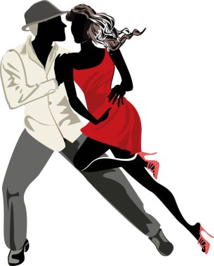 Tutkulu Latin Amerikan dansları Romantik Çift. Salsa Festivali. Çizilmiş afiş arka plan el.