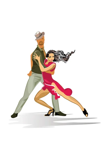 stock vector Beautiful romantic couple in passionate Latin American dances. 