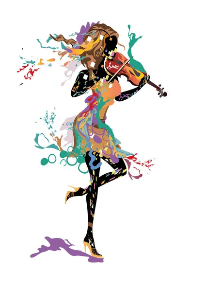 Müzisyenler ve müzikal dalgalar soyut renkli müzikal poster tasarımı. — Stok Vektör