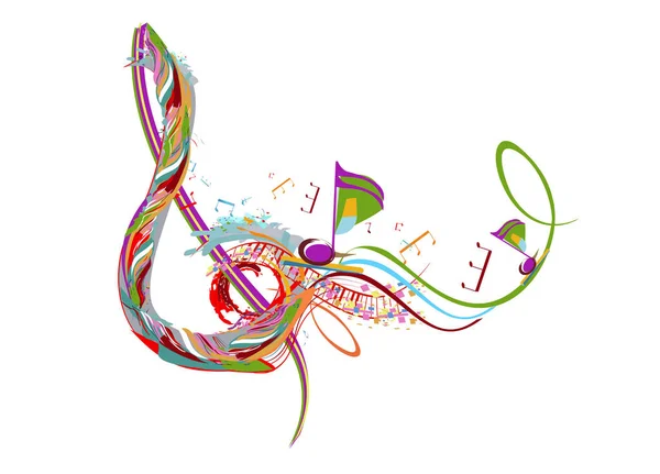 Diseño Musical Abstracto Con Una Clave Agudos Salpicaduras Colores Notas — Vector de stock