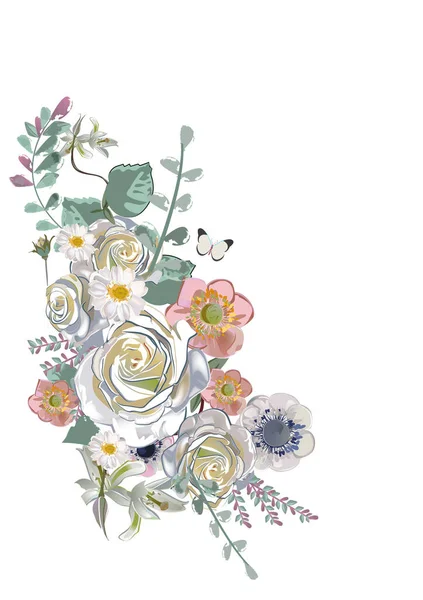 結婚式の装飾 バレンタインデー 販売やその他のイベントのための夏と春の花とベクトル挨拶の背景のシリーズ ダリアの花の装飾 — ストックベクタ