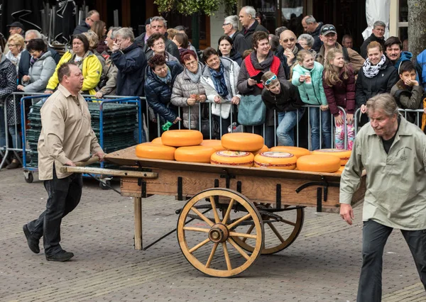 Αλκμάαρ Ολλανδία Απριλίου 2017 Τυπικό Τυρί Αγοράς Της Πόλης Της — Φωτογραφία Αρχείου