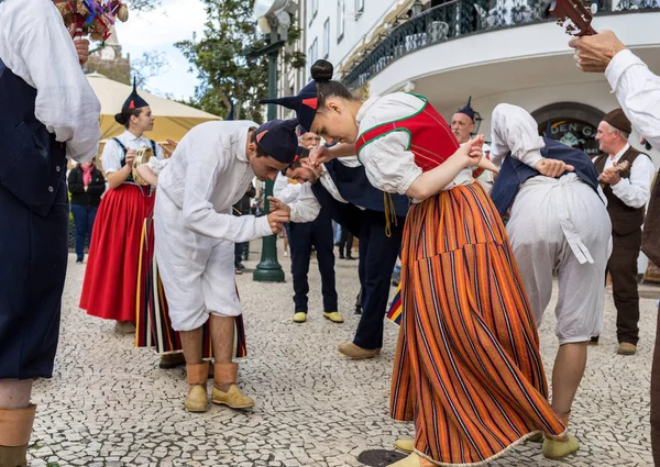 Funchal Portugalsko Dubna 2018 Lidových Hudebníků Tanečníků Avenida Arriaga Funchal — Stock fotografie