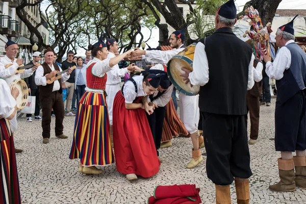 Funchal Portugalsko Dubna 2018 Lidových Hudebníků Tanečníků Avenida Arriaga Funchal — Stock fotografie