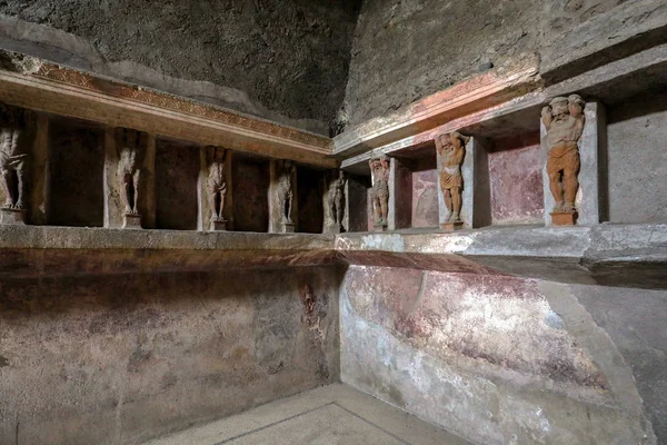 Interieur Van Gebouwen Van Pompeii Verwoest Door Vulkaan Vesuvius Italië — Stockfoto