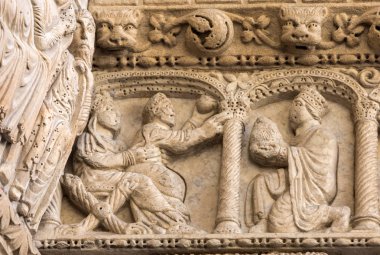 Batı portal Saint Trophime Katedrali Arles, Fransa ayrıntıları. Bouches-du-Rhône, Fransa