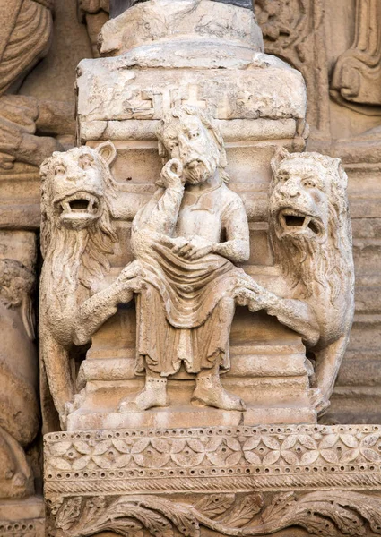 Detalhes Portal Oeste Catedral Saint Trophime Arles França Bouches Rhone — Fotografia de Stock