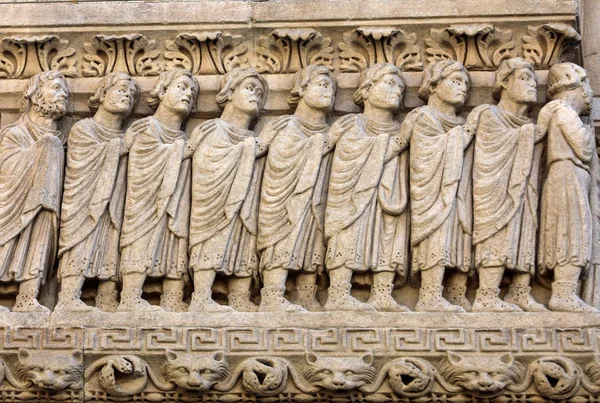 Details Van Het Westen Portaal Saint Falperra Kathedraal Arles Frankrijk — Stockfoto