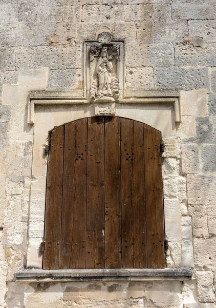 Oude Houten Deur Stenen Huis Les Baux Provence Frankrijk — Stockfoto