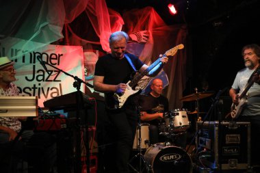 Cracow, Polonya - 25 Haziran 2018: Laboratorium canlı yaz Caz Festivali'nde Krakow'da gerçekleştirir, 500'den fazla caz müzisyenleri gerçekleştirir ve 150'den fazla konser ev sahipliği yapacak festival 23 sürümüdür