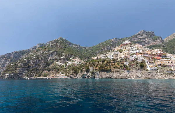 Positano Seen Sea Amalfi Coast Region Campania Italy — Stock Photo, Image