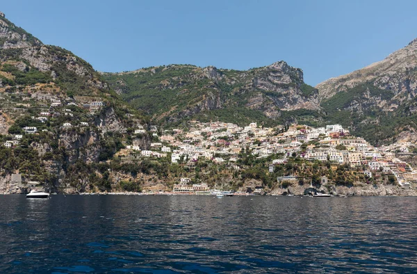 Positano Visto Mar Costa Amalfitana Região Campania Itália — Fotografia de Stock