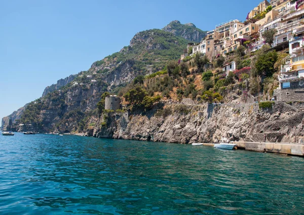 Colourful Positano Jewel Amalfi Coast Its Multicoloured Homes Buildings Perched — Stock Photo, Image