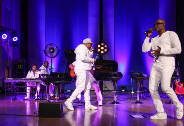 Krakov, Polonya - 8 Temmuz 2018: 6 konferans salonu en fazla Uj yaz Caz Festivali'nde Krakow'da sahnede canlı alın. Polonya