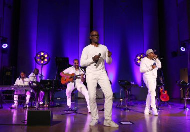 Krakov, Polonya - 8 Temmuz 2018: 6 konferans salonu en fazla Uj yaz Caz Festivali'nde Krakow'da sahnede canlı alın. Polonya