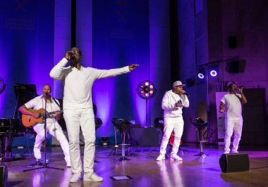 Krakov, Polonya - 8 Temmuz 2018: 6 konferans salonu en fazla Uj yaz Caz Festivali'nde Krakow'da sahnede canlı alın. Polonya