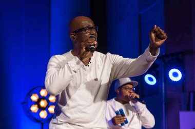 Krakov, Polonya - 8 Temmuz 2018: 6 konferans salonu en fazla Uj yaz Caz Festivali'nde Krakow'da sahnede canlı alın. Polonya