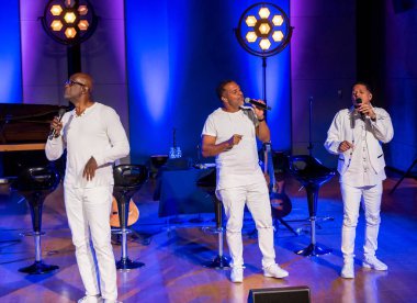 Krakov, Polonya - 8 Temmuz 2018: 6 konferans salonu en fazla Uj yaz Caz Festivali'nde Krakow'da sahnede canlı alın. Polonya