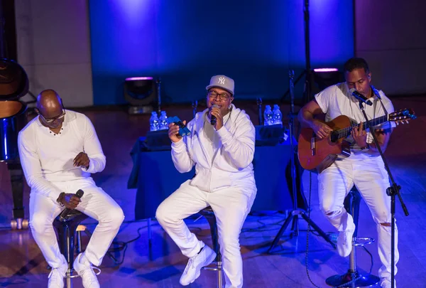 Krakov, Polonya - 8 Temmuz 2018: 6 konferans salonu en fazla Uj yaz Caz Festivali'nde Krakow'da sahnede canlı alın. Polonya