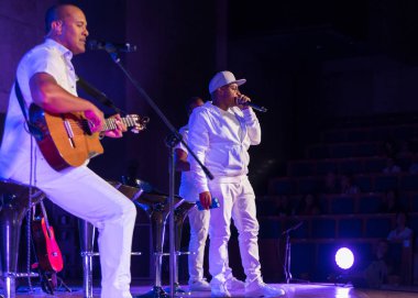 Krakov, Polonya - 8 Temmuz 2018: 6 konferans salonu en fazla Uj yaz Caz Festivali'nde Krakow'da sahnede canlı alın. Polonya