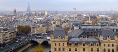 panoramik paris şehrinde ve notre dame Katedrali'nin görüldüğü gibi 