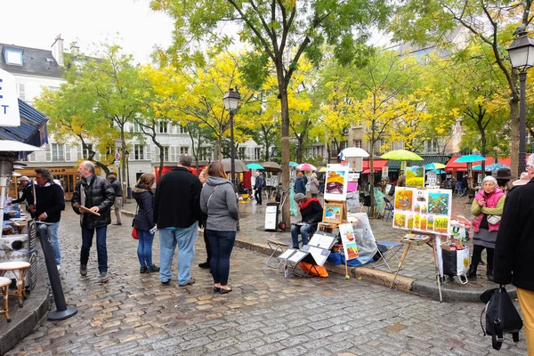 Paris Frankrike November 2017 Paris Utomhus Artist Marknad Tertre Square — Stockfoto