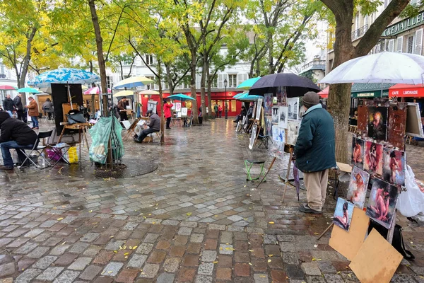 Paris France November 2017 Paris Künstlermarkt Unter Freiem Licht Auf — Stockfoto