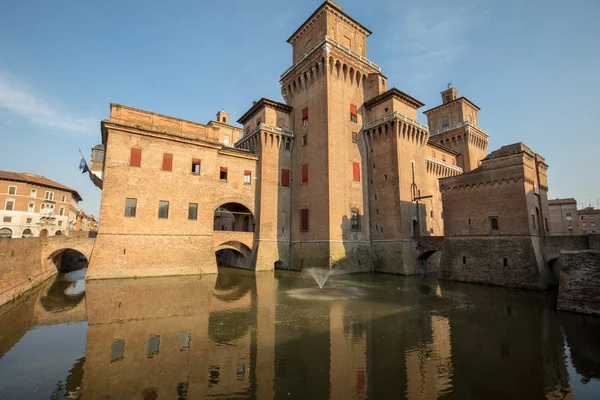 Ferrara Italia Giugno 2017 Castello Estense Fortezza Quattro Torri Del — Foto Stock