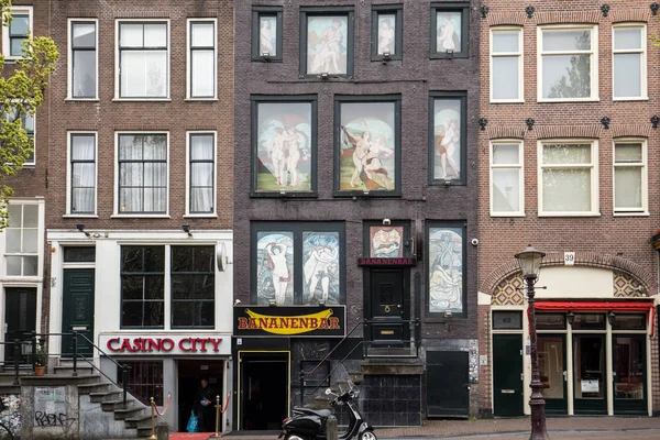 Amsterdam Países Bajos Abril 2017 Sex Shops Nigthclubs Red Light — Foto de Stock